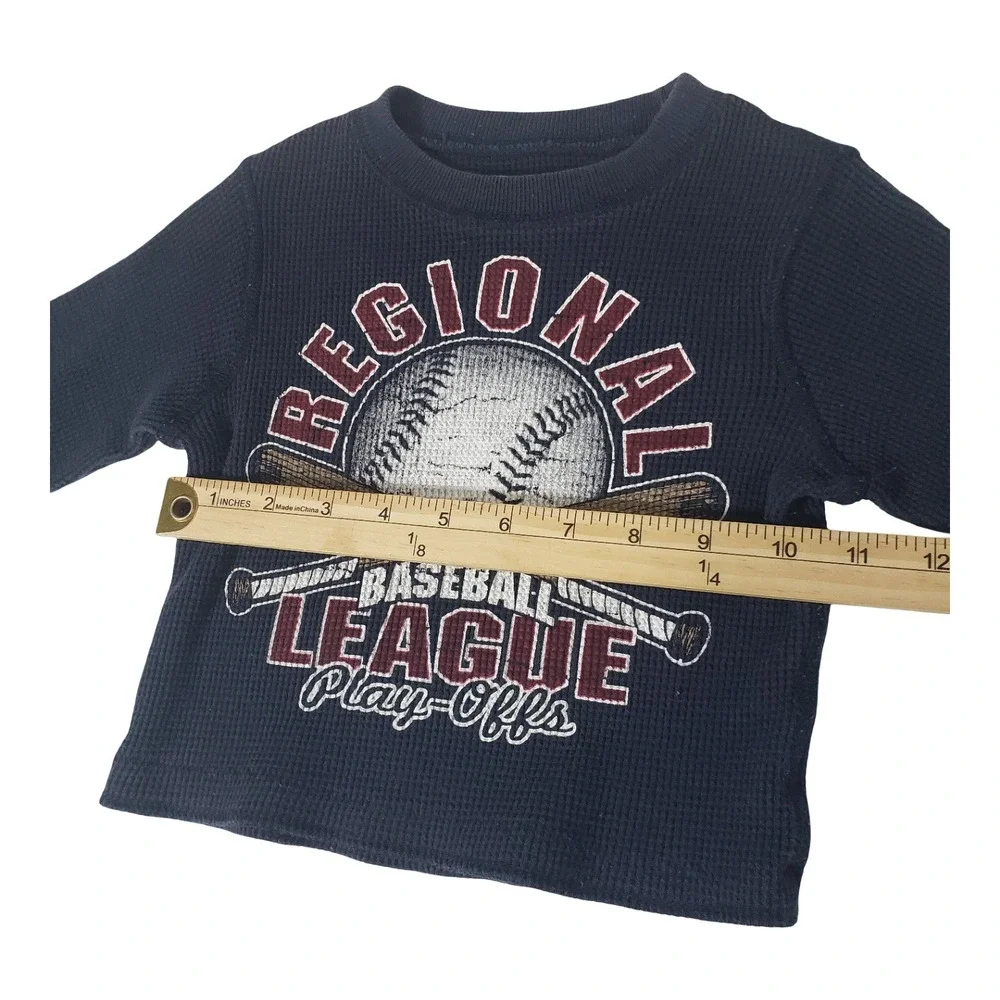 Childrens Place Boys Navy Baseball League Thermal Waffle Knit Shirt 6-9 Months